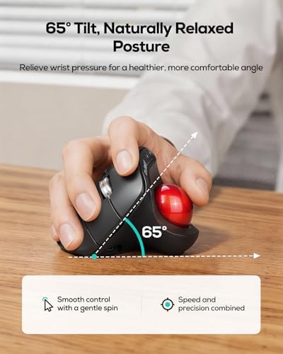 Nulea Wireless Ergonomic Vertical Trackball Mouse Thumb Control - Image 3