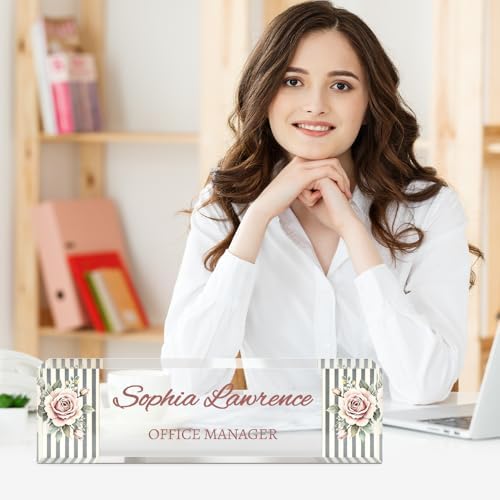 Custom Name Plate for Desk, Acrylic Desk Name Plate Personalized, Employee Appreciation Gifts, Office Desk Accessories for Women Men Teacher Nurse, Coworker Gifts for Manager Assistant (Ash Cream) - Image 2