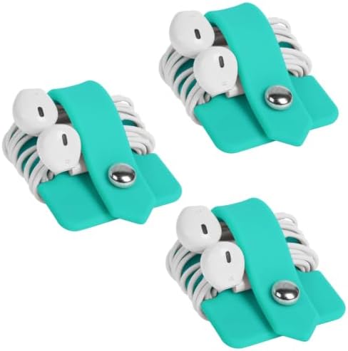 Cord Organizer Earbuds Holder Earphone Wrap Earphones Organizer Headset Headphone Earphone Wrap Winder Cord Manager Cable Winder Set of 3(Blue) by ELFRhino