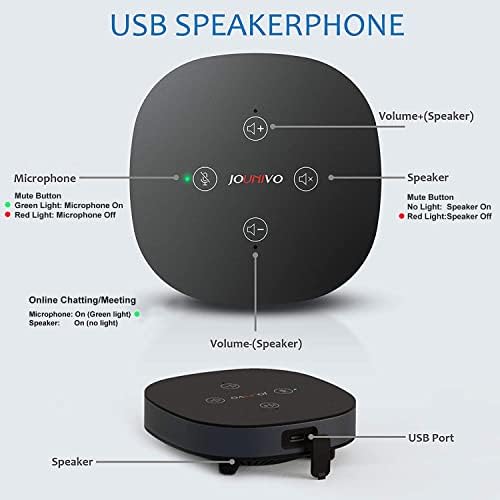 USB Speakerphone Microphone, Conference Speaker Omnidirectional Computer Mic, with 360º Voice Pickup, Touch-Sensor Buttons for Mute/unmute, Streaming, Call Speaker Skype, Webinar, Interview -(JV803) - Image 5