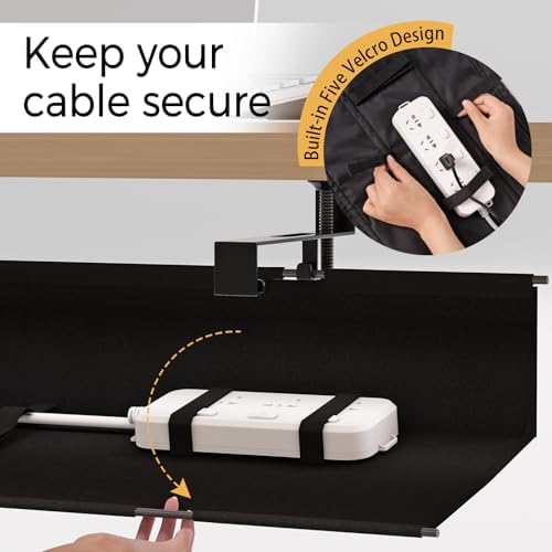 Under Desk Cable Management Tray 39.7" - No Drill Computer Wire Organizer Cable Tray, Cord Hider Clamp Mount with 16X Cable Ties PC Cables Management Cord Holder for Office/Home (Upgrade Fabric,Black) - Image 4
