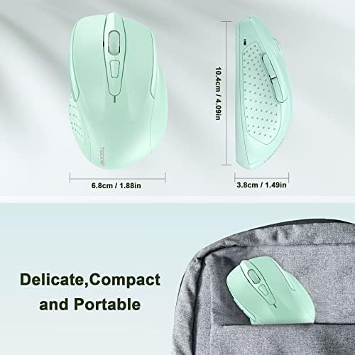 TECKNET Wireless Mouse, 2.4G Ergonomic Computer Mouse, 2600 DPI, Green - Image 4