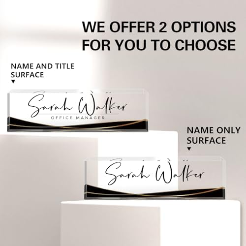 Custom Name Plate for Desk, Desk Name Plate Personalized, Office Decor for Women Men, Acrylic Desktop Accessories, Office Appreciation Gifts for Boss Social Workers Nurse Teacher Employee (Black Stripe) - Image 2