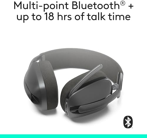 Logitech Zone Vibe 100 Lightweight Wireless Over Ear Headphones with Noise Canceling Microphone,Advanced Multipoint Bluetooth Headset,Works with Teams,Google Meet, Zoom, Mac/PC - Graphite,Pack of 4 - Image 5