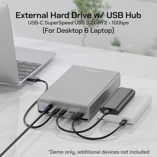 Avolusion PRO-G1 Series 20TB USB 3.2 Gen 2 (10Gbps) USB-C External Hard Drive for Windows or MacOS Desktop PC/Laptop (Silver) - Image 5