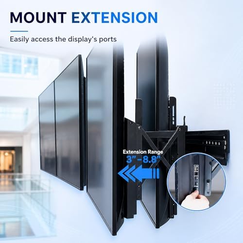 J-Tech Digital 3x3 TV Wall Mount Kit, Fits 9 Screens 37” – 65”with Adjustable Tilt, Leveling and Pop Out Arms, Wide VESA Patterns up to 600x400 [JTECH-VMM-KIT33] - Image 3