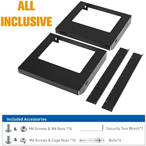 12U Wall Mount Rack Open Frame 19 Inch Server Equipment 2 Post Network Cabinet 18 inches Depth Black by Tedgetal - Image 6