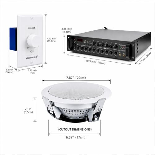 STUDIOFINIX 6" 70V Ceiling Speaker System with 6-Zone Amplifier Commercial - Image 5