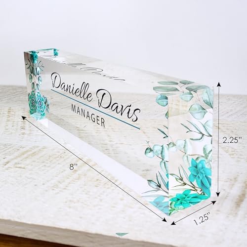 ARTBLOX Personalized Acrylic Desk Name Plate, Leaf V4 Design - Image 3