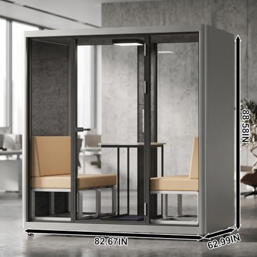 Soundproof Office Pod with 4 Person Glass Design (Silver) - Image 2