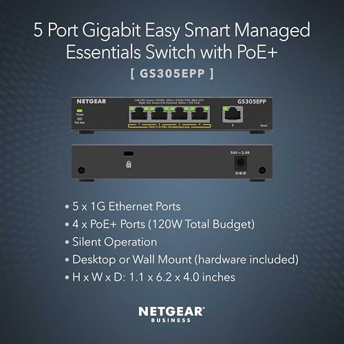 NETGEAR 5-Port PoE Gigabit Ethernet Easy Smart Managed Switch (GS305EPP) - Image 2