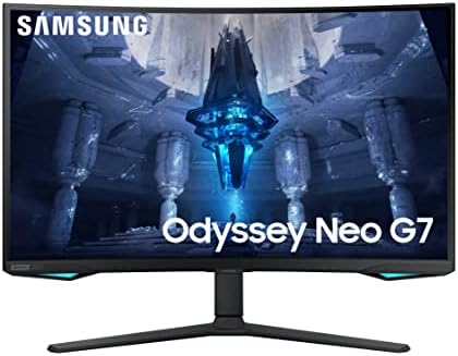 Samsung 32" Odyssey Neo G7 4K UHD 165Hz 1ms G-Sync 1000R Curved Gaming Monitor, Quantum HDR2000, AMD FreeSync Premium Pro, Ultrawide Game View, DisplayPort, HDMI, Height Adjustable Stand, Black by Unknown