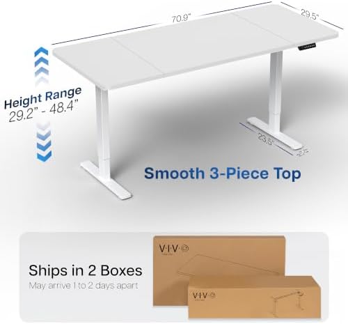 VIVO White 71 x 30 in Standing Desk, DESK-KIT-1W7W - Image 3