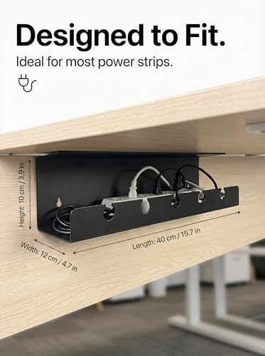 Under Desk Cable Management Tray No Drill, Cord Organizer for Desk, Wire Organizer, Cable Tray for Home Office Standing Desk, Wire Managment, Cord Hider, Set of 2 pcs (1 Black & 1 White) - Image 3