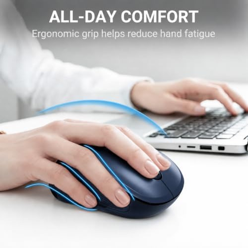 WisFox 2.4GHz Wireless Mouse for Laptop, Ergonomic 6-Button, Matt Gray - Image 3