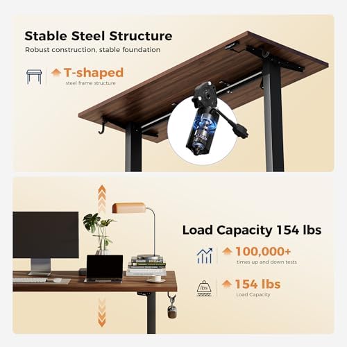 Agilestic Electric Height Adjustable Standing Desk, 48 Inch, Dark Walnut - Image 5