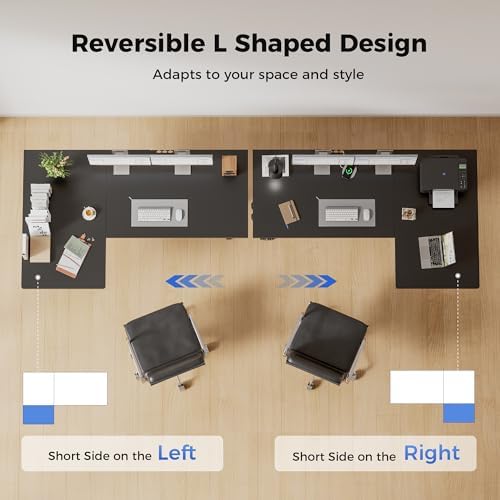 Agilestic 55 * 28 Inch Reversible L Shaped Electric Standing Desk, Black - Image 4