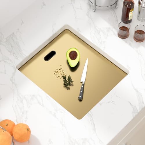 Sarlai Outdoor Sink, 15x17 Inch Gold Undermount Kitchen Sink Workstation with Foldable Faucet Bar Prep Single Bowl Gold Kitchen Sinks16 Gauge Stainless Steel BBQ Sinks with Cover 15"x17"x9“ - Image 4