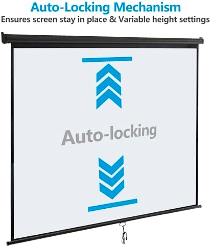 SUPER DEAL 120'' Projector Screen Projection Screen Manual Pull Down HD Screen 1:1 Format for Home Cinema Theater Presentation Education Outdoor Indoor Public Display, Black - Image 5