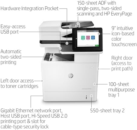 HP LaserJet Enterprise MFP M635h Monochrome All-in-One Printer with Built-in Ethernet & 2-Sided Printing (7PS97A), White - Image 4