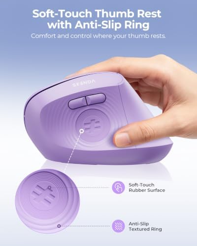 seenda Ergonomic Wireless Mouse, 52° Vertical Bluetooth Mouse, Purple - Image 5