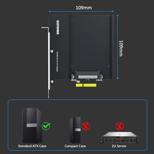 GLOTRENDS PU15 U.2 (SFF-8639) to PCIe 5.0 X4 Adapter, Aluminum Backplate - Image 5
