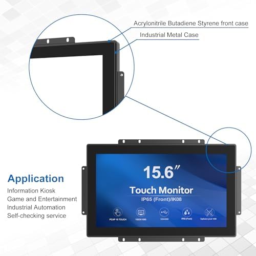 High Brightness 15.6 Inch Industrial Outdoor Open Frame Touch Screen Monitor Wall Mount Embedded Touch Monitor - VGA+HDMI+DVI Port - 16:9 - Image 5