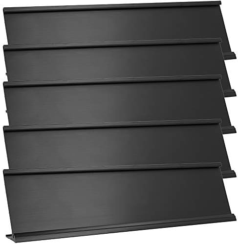 ExcelMark 2"x 8"Aluminum Name Plate Holder for Desk - Set of 5 - Office Business Door Sign Holder - Black by ExcelMark