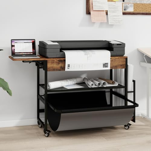 Natwind Wide Format Printer Stand,Plotter Table with Laptop Station,Retro by Natwind