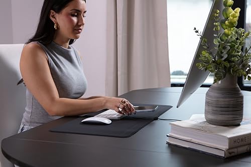 ZAGG Mouse Pad Desk Mat with Wireless Charging for All Devices - 10W Fast Charge, Integrated USB-C, Premium Felt Top, Non-Slip Bottom, Office Organizer, Black - Image 6