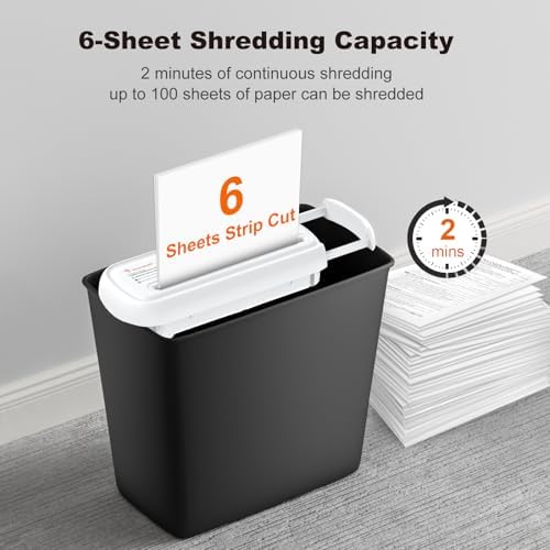 Bonsaii 6-Sheet Small Strip Cut Paper Shredder for Home,Without Basket - Image 2