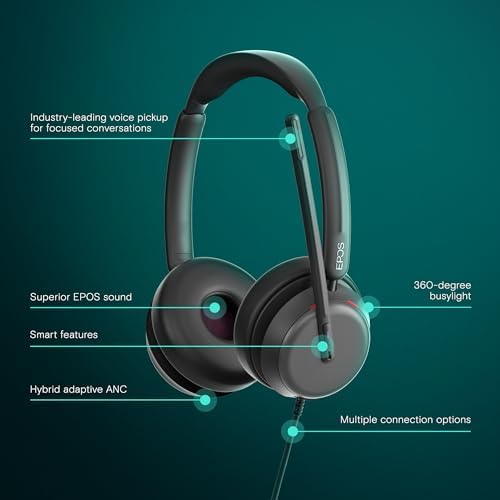 EPOS Impact 860T ANC Dual-Sided Wired Headset with Active Noise Cancellation, Microsoft Teams Certified, USB C and USB A, Super Wideband Audio, Ideal for Office Calls, Zoom, Home & Hybrid Work, Black - Image 2