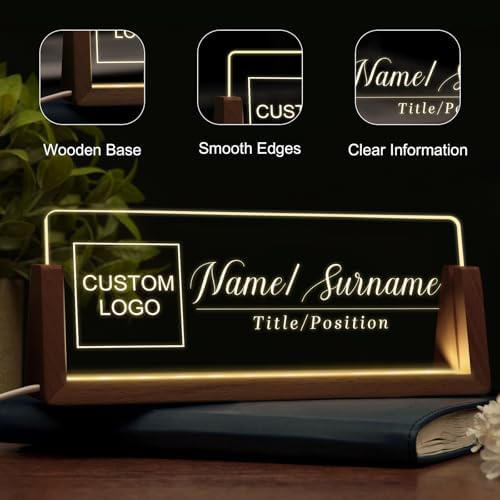 Custom Light Up Name Plate for Desk, Desk Name Plate Personalized with Logo, Employee Appreciation Gift, Personalized Office Gifts for Boss Coworkers Teacher, Office Decor for Women Men - Image 3