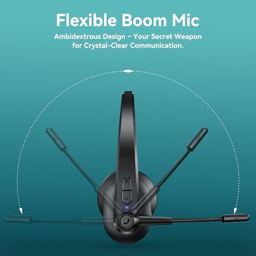 Sarevile Bluetooth Headset with USB Dongle for Computer, Single-Ear Wireless Headset with Noise Cancelling Microphone for Office & Truckers, Bluetooth V5.2 with Mute Button for Work - Image 5