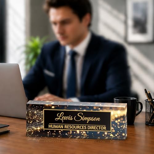 Custom Name Plate for Desk, Office Desk Double sided pattern Name Plate Personalized Office Desk Decor for Women and Men, Teacher Nurse Boss Employee Appreciation Gifts (starry sky, customization) by Unknown