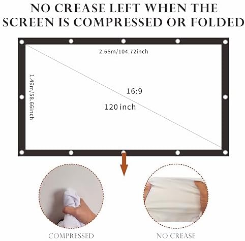 120 inch Projector Screen 16:9 Foldable Anti-Crease Portable Movies Screen - Image 4