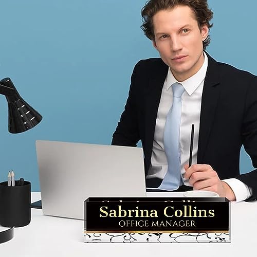 Name Plate for Desk, Desk Name Plate Personalized, Office Decor for Women Men, Acrylic Desktop Accessories, Office Appreciation Gifts for Boss Social Workers Nurse Teacher Employee (Black Stripes) - Image 3