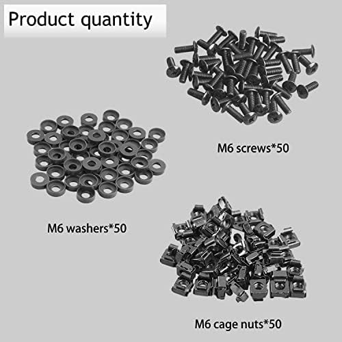 50-Pack M6 x 16mm Computer Rack Mount Cage Screws, Nuts & Washers for Server Cabinet - Black - Image 5