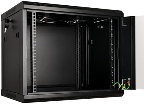 RackPath 9U Professional Wall Mount Server Cabinet Network Rack Enclosure with 2X Quiet Cooling Fan, 1x Brush Cable Management Panel, Black - Image 5