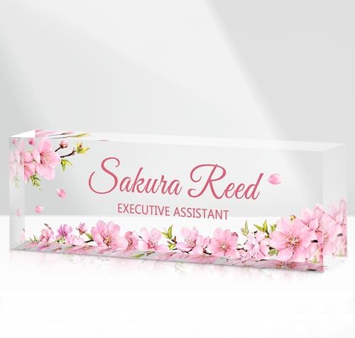 Custom Name Plate for Desk, Acrylic Desk Name Plate Personalized, Employee Appreciation Gifts, Office Desk Accessories for Women Men Teacher Nurse, Coworker Gifts for Manager Assistant (Blush Pink) by DOCRAGI