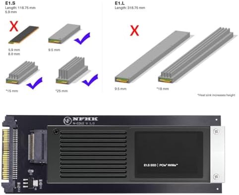 CY Card U.2 SFF-8639 Host to PCI-E Ruler 1U GEN-Z EDSFF 9.5mm 15mm 25mm Short SSD E1.S with Heat Sink PM9A3 PM9D3 P5801X Carrier Adapter - Image 2