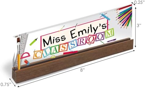 ARTBLOX Personalized Acrylic Teacher Desk Name Plate with Wood Stand - Image 3