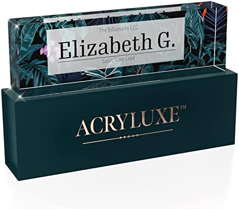 Desk Name Plate Personalized, Custom Name Plates 2½/x8 Inches, Thick Crystal-Clear Acrylic, Gift Box, Office Desk Decor. USA Made by ACRYLUXE (Bouquet) - Image 6