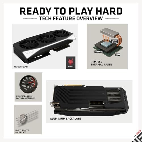XFX Mercury AMD Radeon RX 9060 XT OC Gaming Edition with 16GB GDDR6 HDMI 2xDP, AMD RDNA 4 RX 9060XT RX-96TMERCBA - Image 6
