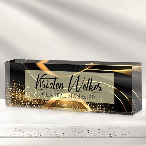 Custom Office Name Plate for Desk - Desk Name Plate Personalized Gifts for Coworkers, Boss, Employees, Teacher, Nurse - Office Desk Decor for Women Men - Employee Appreciation Gifts (Business Style3) by Cryphart-CustomGiftExpert