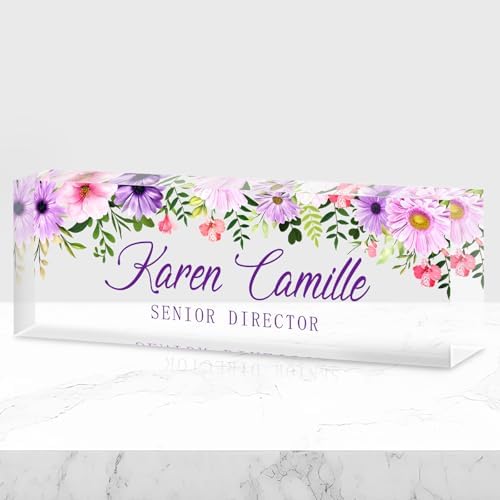 Custom Office Name Plate for Desk - Name Plate Personalized Gifts for Coworkers, Boss, Teacher, Social Worker - Acrylic Office Desk Decor for Women Men - Employee Appreciation Gifts (green purple) by EveryBaositycraftsgiftisone-of-a-kind%E2%80%94exclusivelycraftedforyou