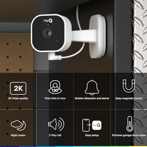 myQ Smart Garage Starter Kit: Garage Door Video Keypad + Rechargeable Battery + Wi-Fi Plug-in 2K Camera, Custom PIN Codes, Wide-Angle Lens, Night Vision, 2-Way Audio, Motion Alerts and App Control - Image 7