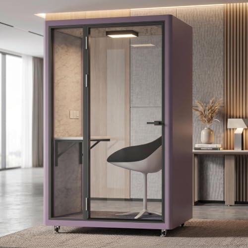 Soundproof Office Pod with 1 Person Enclosed Structure (Purple) by X-Comfot