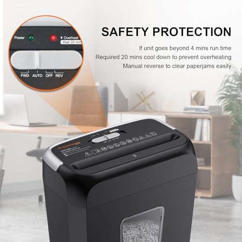 Bonsaii 6-Sheet Cross Cut Paper Shredder for Home, 3.4 Gal Bin - Image 4