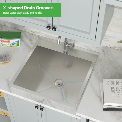 22 Inch Stainless Steel Drop In Laundry Utility Sink - Image 4